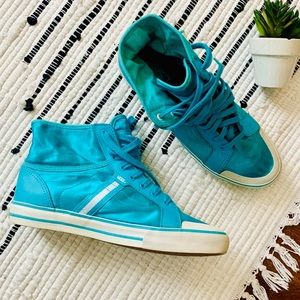 turquoise vans high tops